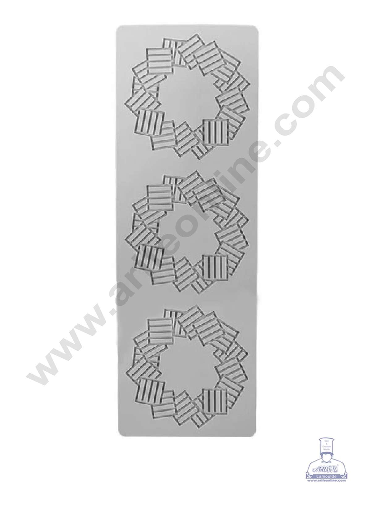 CAKE DECORβ’ 3 Cavity Geometric Square Strip Rings Cutout Silicone Lace Mould, Cake Decorative Silicone Lace Mat Cake Baking Mat (SBSM-JSC3866)