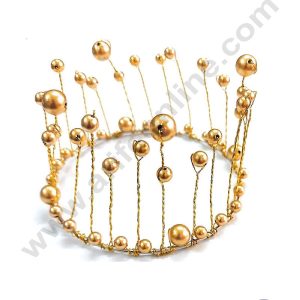 CAKE DECOR™ Golden Crown Cake Topper Wedding, Birthday Cake Decoration For King, Queen, Prince & Princess Party Wedding Hair Accessories Decoration - Small