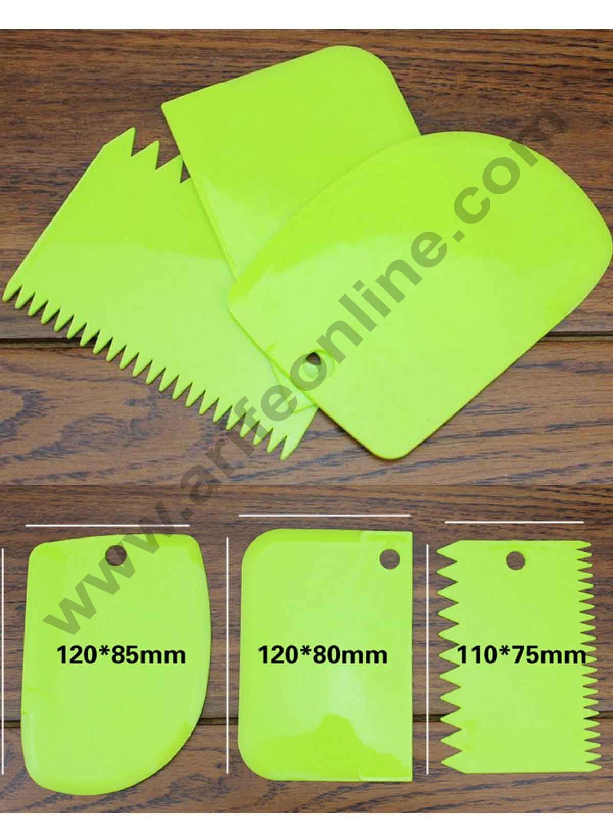 Cake Decor 3pcs/Set Plastic Dough Scraper Cake Cutter, Chopper, Smoother Icing Fondant Cake Decorating Pastry Baking Tool