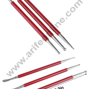 Cake Decor 3Pcs Fondant Press Rub Tool Set Modelling Tool Spoon Balls Tool Set