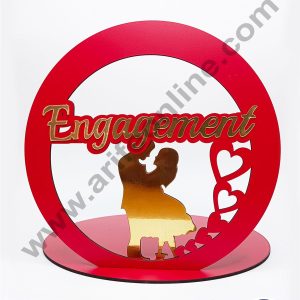 CAKE DECOR™ MDF Cake Base with Engagement Couple Heart Cutout in Round Ring | Cake Decoration - 1 Piece