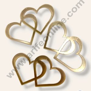 CAKE DECOR™ 3 pcs Acrylic Double Heart Cutout Topper - Heart ( SBMT-CO-05 )