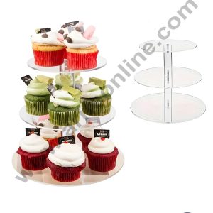 CAKE DECOR™ 3 Tier Round Acrylic Cake Spacer | Layered Spacer | Dessert Display Stand
