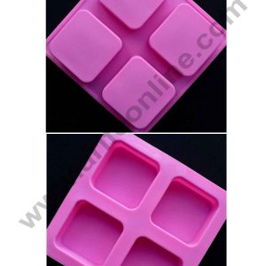 Cake Decor 4 Cavity Square Curved Edges Silicone moulds for Soaps Jelly Desserts