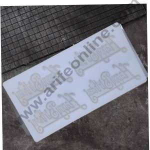 Cake Decor Silicon 4 in 1 Happy Birthday Shape Chocolate Garnishing Mould Cake Insert Decoration Mould