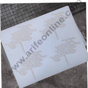 Cake Decor Silicon 4 in 1 Happy Birthday Stick Shape Chocolate Garnishing Mould Cake Insert Decoration Mould