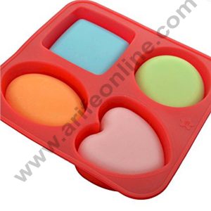 Cake Decor 4 Cavity Mix Design Silicone moulds for Soaps Chocolate Jelly Desserts All Purpose Mould