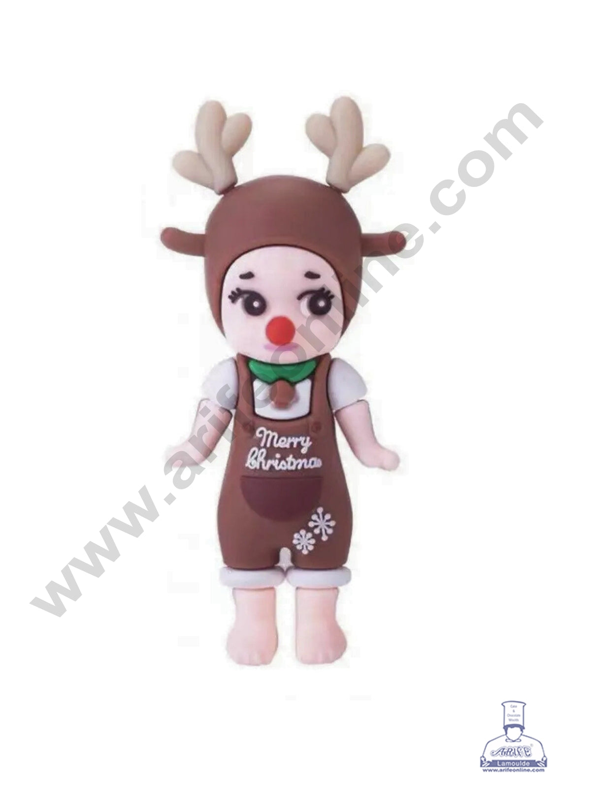 CAKE DECOR™ Christmas Baby Brown Reindeer Rubber Cake Topper (7 cm)- 1 Piece