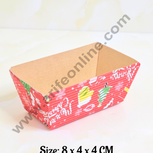 CAKE DECOR™ Christmas Theme Mini Loaf Liner | Bake & Serve Paper Baking Mould (80 X 40 X 40)(10 Pc Pack)