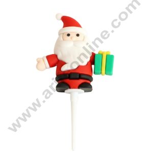 CAKE DECORβ’ Santa Claus holding a present Rubber Cake Topper (5 cm)- 1 Piece