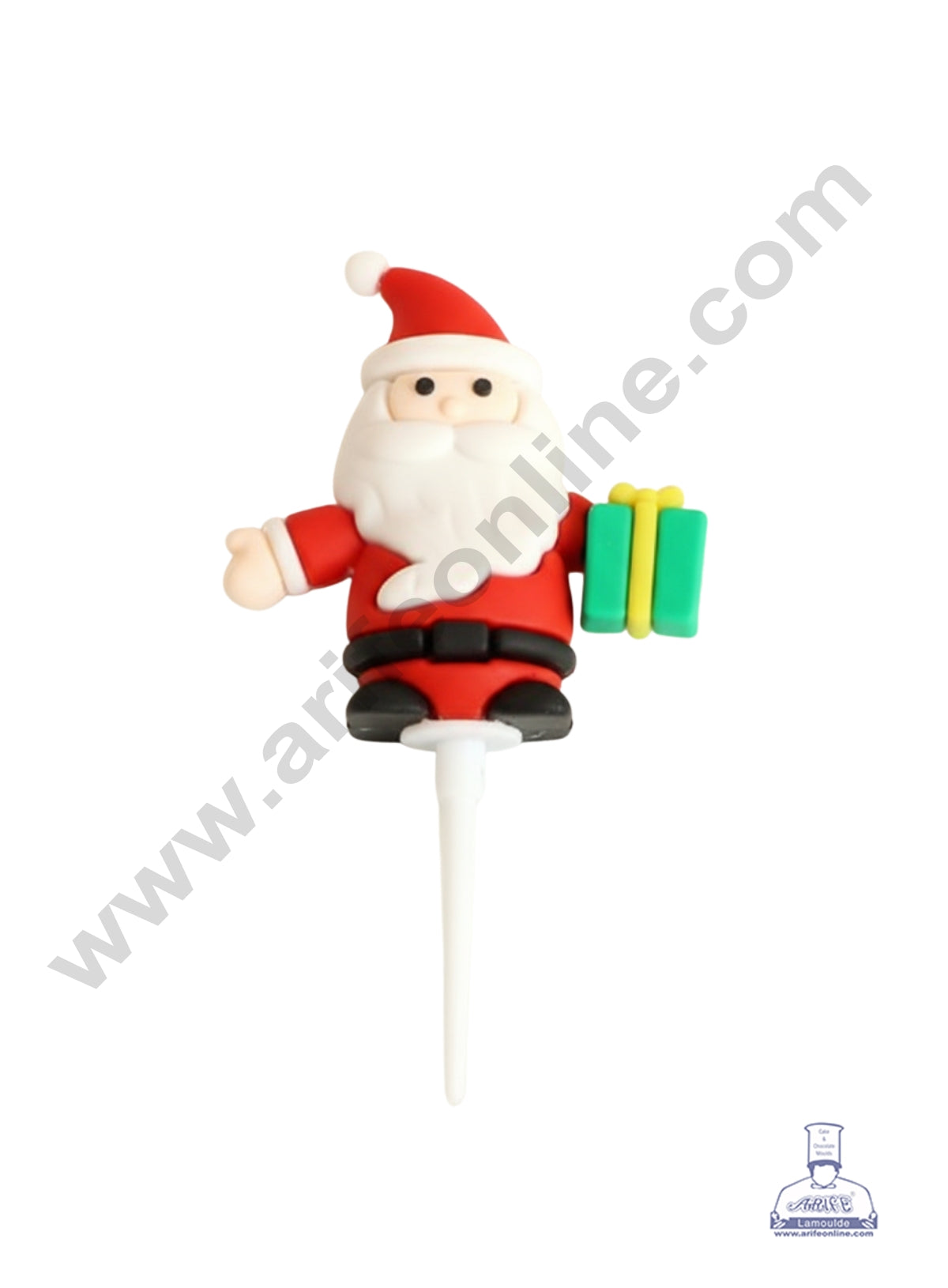 CAKE DECOR™ Santa Claus holding a present Rubber Cake Topper (5 cm)- 1 Piece