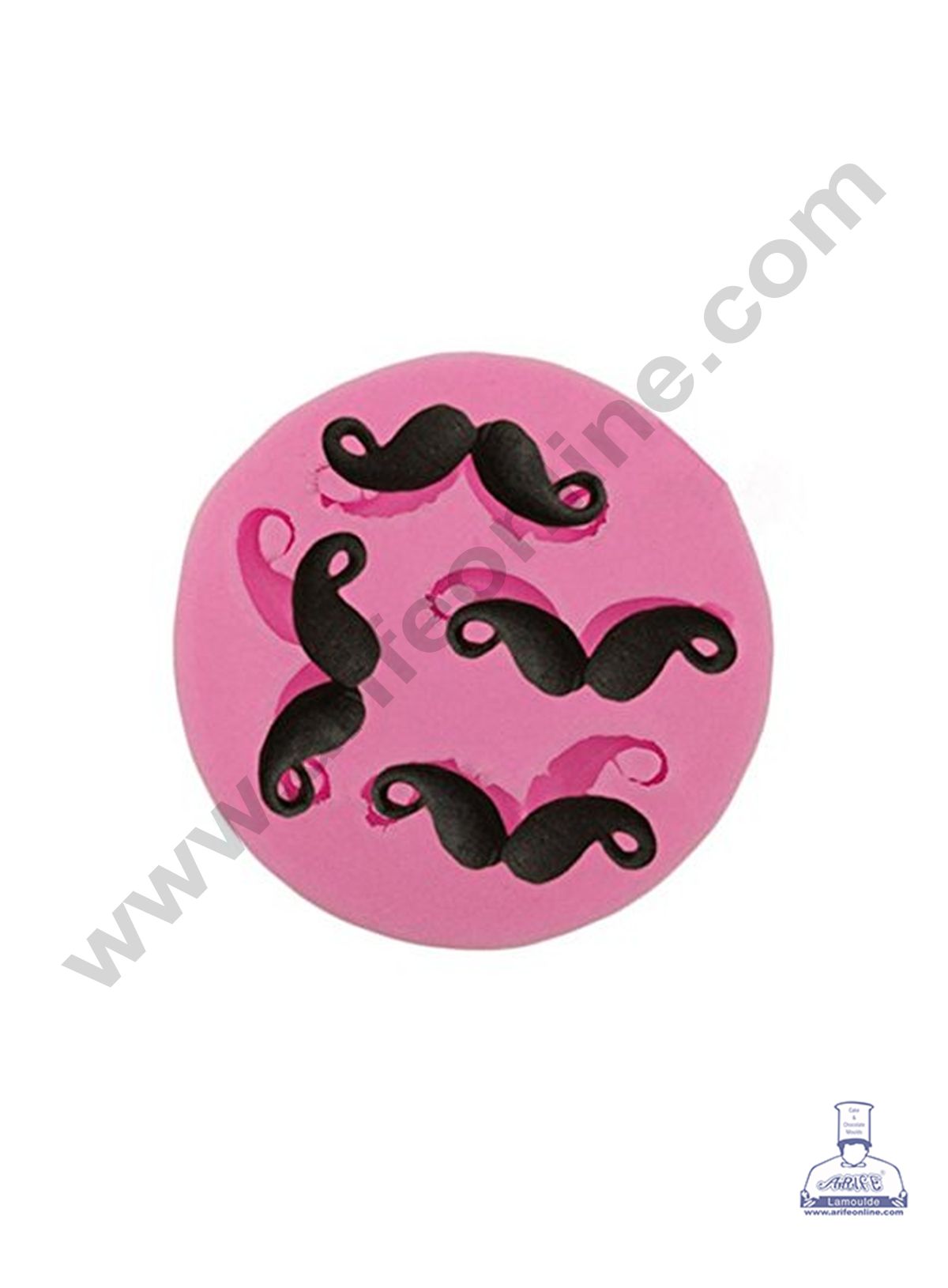 Cake Decor Silicone 4 Cavity Moustache Shape Pink Fondant Marzipan Mould