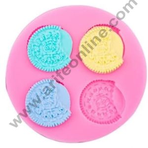 Cake Decor Silicone 4 Cavity Small Oreo Shape Pink Fondant Marzipan Mould