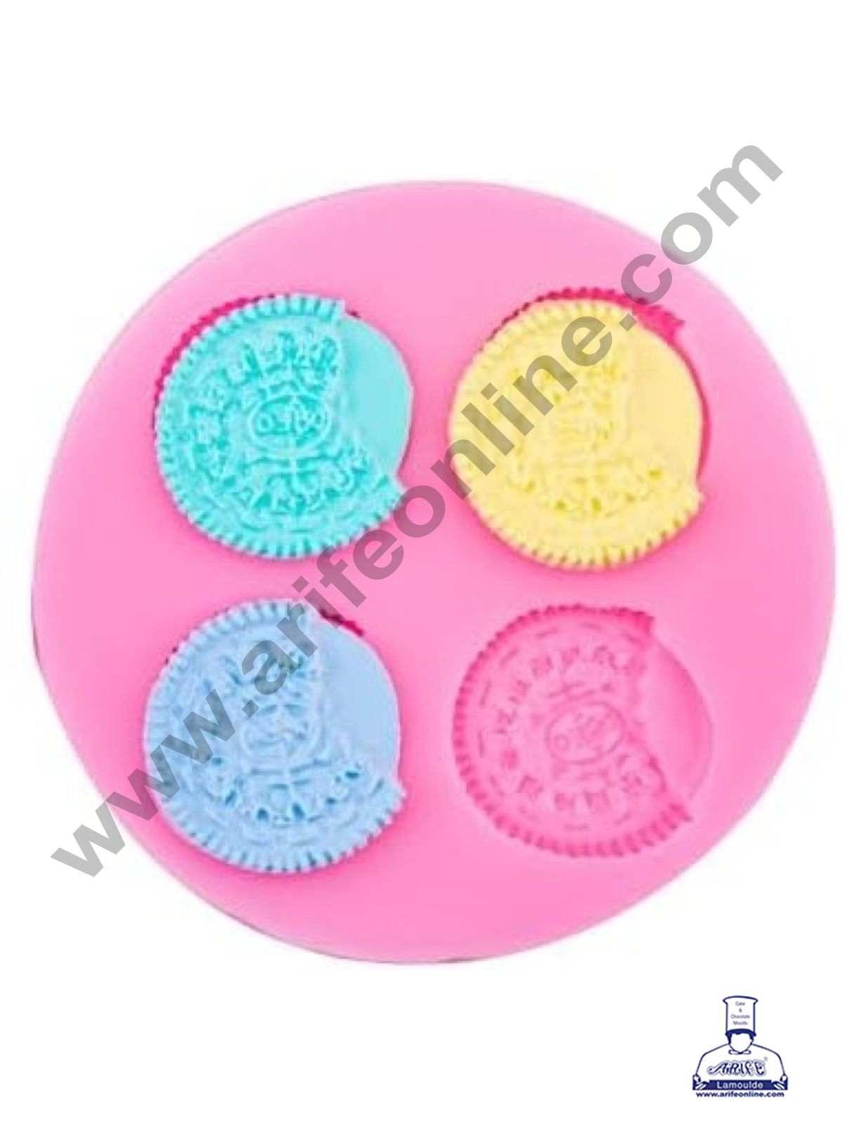 Cake Decor Silicone 4 Cavity Small Oreo Shape Pink Fondant Marzipan Mould