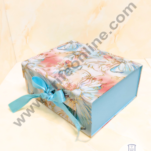 CAKE DECOR™ Elegant Light Blue Color Hard Foldable Hamper Box | Gift Box | Present Box - 1 Pc