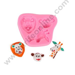 CAKE DECOR™ 3-Cavity Jungle Animal Head Silicone Fondant Mold - B509