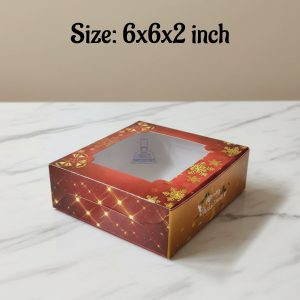 Christmas 4 Brownie Box - Red | Size: 6x6x2 inch | 10 Piece Pack - CAKE DECOR™