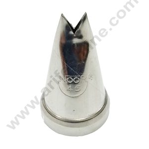 CAKE DECOR™ Small Stainless Steel Noor Nozzle No.45 (Large Leaf) Shape Cake Icing with Collar Ring | Piping Steel Nozzle