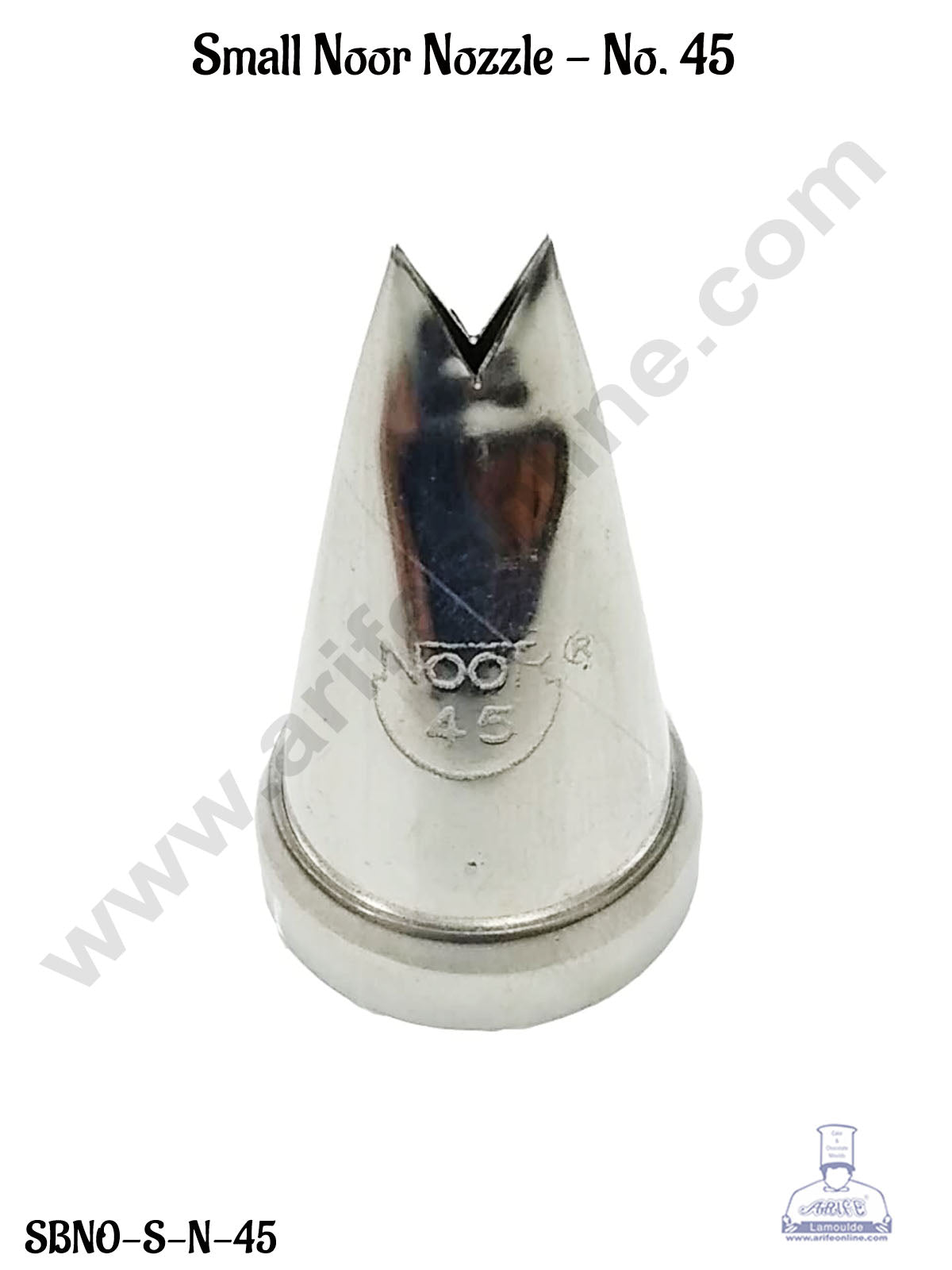 CAKE DECOR™ Small Stainless Steel Noor Nozzle No.45 (Large Leaf) Shape Cake Icing with Collar Ring | Piping Steel Nozzle