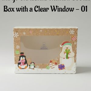 Large Christmas Themed Goodie Box with a Clear Window - 01 | 25 x 18 x 8 cm | 1 Piece - CAKE DECOR™