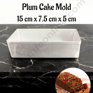 CAKE DECORβ’ Aluminium Small Rectangular Plum Cake Mould - (Base: 15 cm x Width: 7.5 cm x Height: 5 cm)
