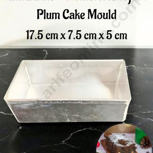 CAKE DECORβ’ Aluminium Medium Rectangular Plum Cake Mould - (Base: 17.5 cm x Width: 7.5 cm x Height: 5 cm)