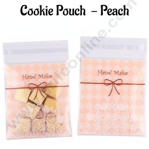 CAKE DECOR™ Mini Clear Hand Make Cellophane Cookie Pouch - Peach | Self Adhesive | 100 Pcs