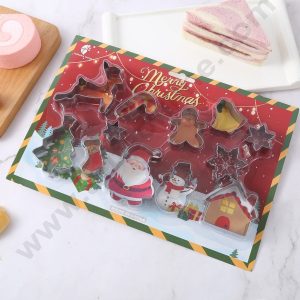 CAKE DECORβ’ Stainless Steel 12 pc Assorted Christmas Cookie Cutter Set (SBCT-24173)