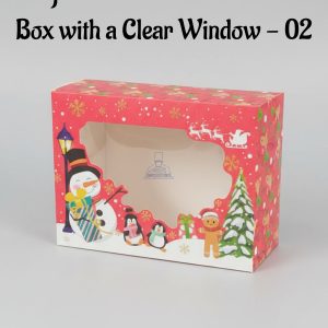 Large Christmas Themed Goodie Box with a Clear Window - 02 | 25 x 18 x 8 cm | 1 Piece - CAKE DECOR™