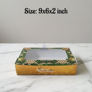 Christmas 6 Brownie Box - Green | Size: 9x6x2 inch | 10 Piece Pack - CAKE DECOR™