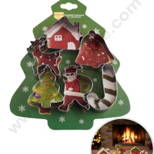 CAKE DECORβ’ Stainless Steel 6 pc (House, Reindeer, Bell, Christmas Tree, Santa Claus, Candy Cane) Christmas Cookie Cutter Set (SBCT-YW0049)