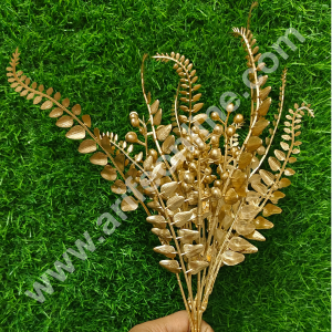CAKE DECORβ’ Artificial Gold Glittered Fern Leaf Decorative Item For Cake Decoration- 1 Stick (SBAGB-55-4)