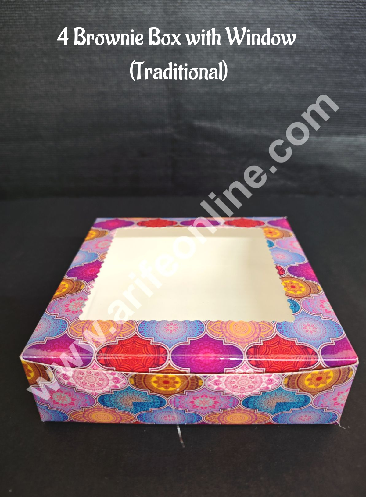 CAKE DECOR™ 4 Cavity Brownie Boxes with Clear Window Traditional design | Brownie Carriers - 10 Pcs Pack