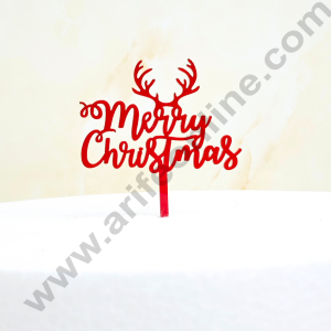 CAKE DECORβ’ 3 inch Acrylic Red Merry Christmas Cutout Cake Topper Cake Decoration | 10 piece pack (SBMT - 6032)