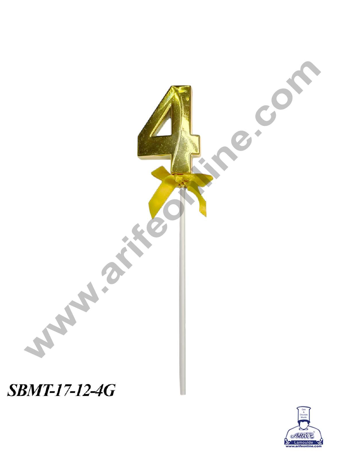 CAKE DECOR™ Plastic 3D Style 4 Number Cake Topper - 1 Piece