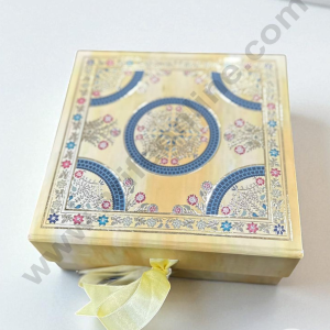 Yellow Traditional Foldable Hard Hamper Box With Ribbon | Gift Box | Present Box - 1 Pc - CAKE DECOR™