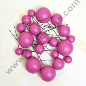 CAKE DECOR™ Matte Purple Faux Ball Topper For Cake and Cupcake Decoration - 20 pcs Pack