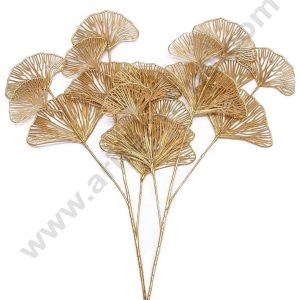 CAKE DECOR™ Golden Artificial  Ginkgo Leaf | Decorative Item For Cake Decoration- 1 Stick