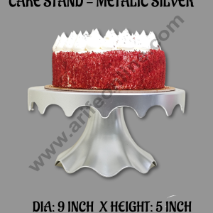 CAKE DECORβ’ Small Detachable Plastic Cake Stand Drop Shaped| Cupcake Stand | Display Stand - Metallic Silver