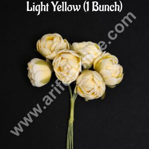 Small Rose Artificial Flower Bunch For Cake Decoration – Light Yellow ( 1 Bunch ) - CAKE DECOR™