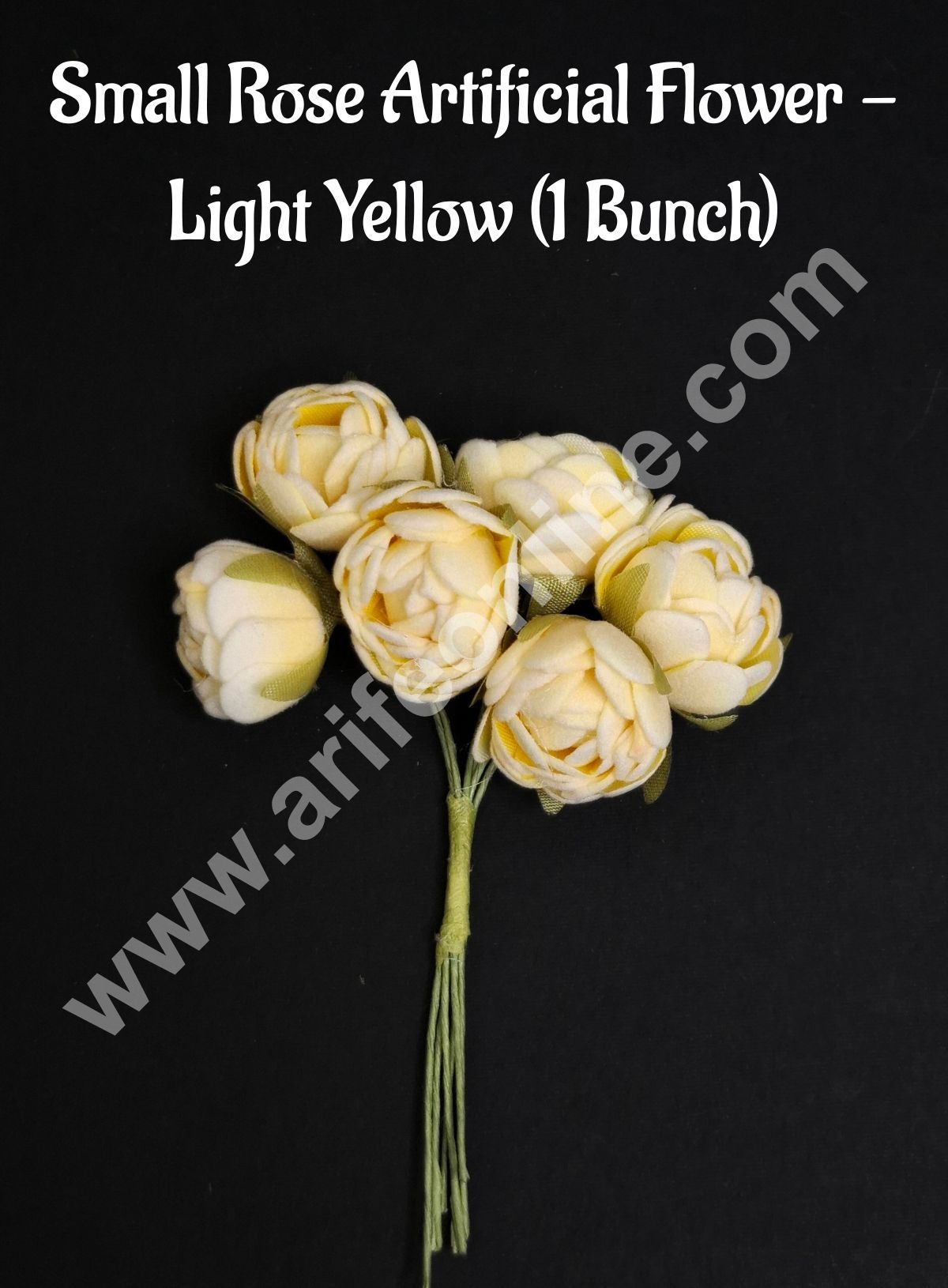 Small Rose Artificial Flower Bunch For Cake Decoration β Light Yellow ( 1 Bunch ) - CAKE DECORβ’