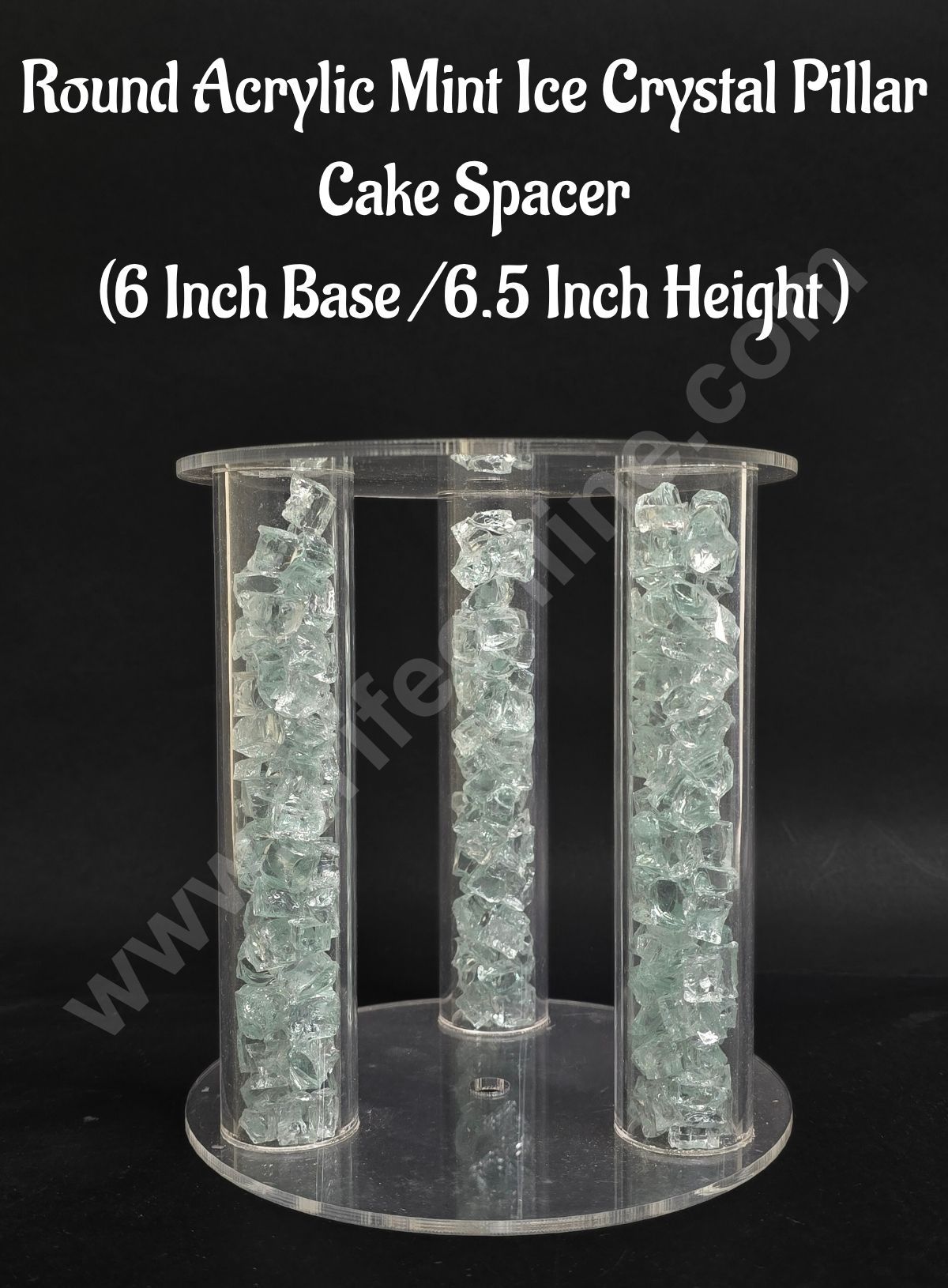 Round Acrylic Mint Ice Crystal Pillar Cake Spacer (6 Inch Base /6.5 Inch Height ) - CAKE DECORβ’