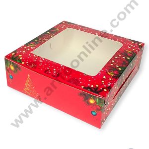 CAKE DECORβ’ Christmas Theme 4 Cavity Brownie Boxes with Clear Window β Theme 9 ( 10 Pcs Pack )