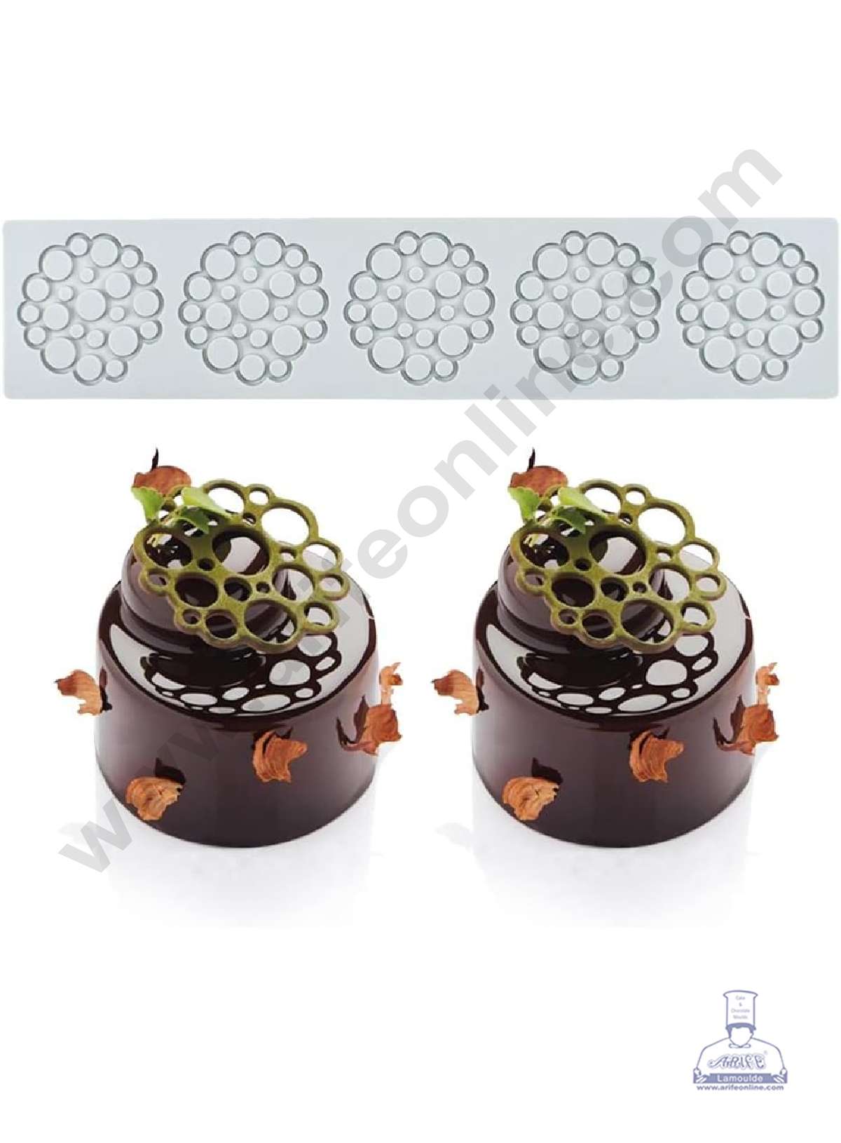 CAKE DECORβ’ 5 Cavity Mini Bubble Holes Cutout Silicone Lace Mould, Cake Decorative Silicone Lace Mat Cake Baking Mat (SBSM-JSC3862)