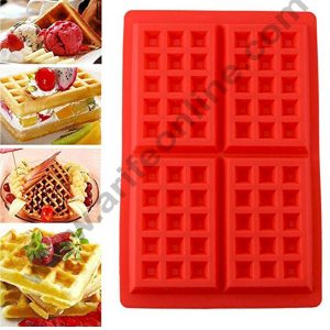 Cake Decor 4 Cavity Waffle Silicon Moulds Muffin Mould