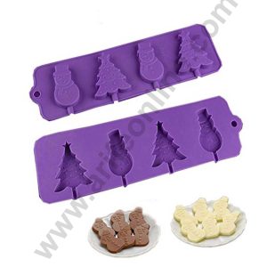 Cake Decor 4 Cavity Silicone Christmas Tree Snowman Candy Silicon Moulds Muffin Mould ( JSC1916 )