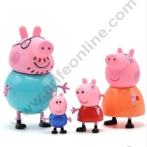 CAKE DECOR™ 4 Pcs Peppa Pig Mini Figures Set Cake & Cupcake Topper Decorations