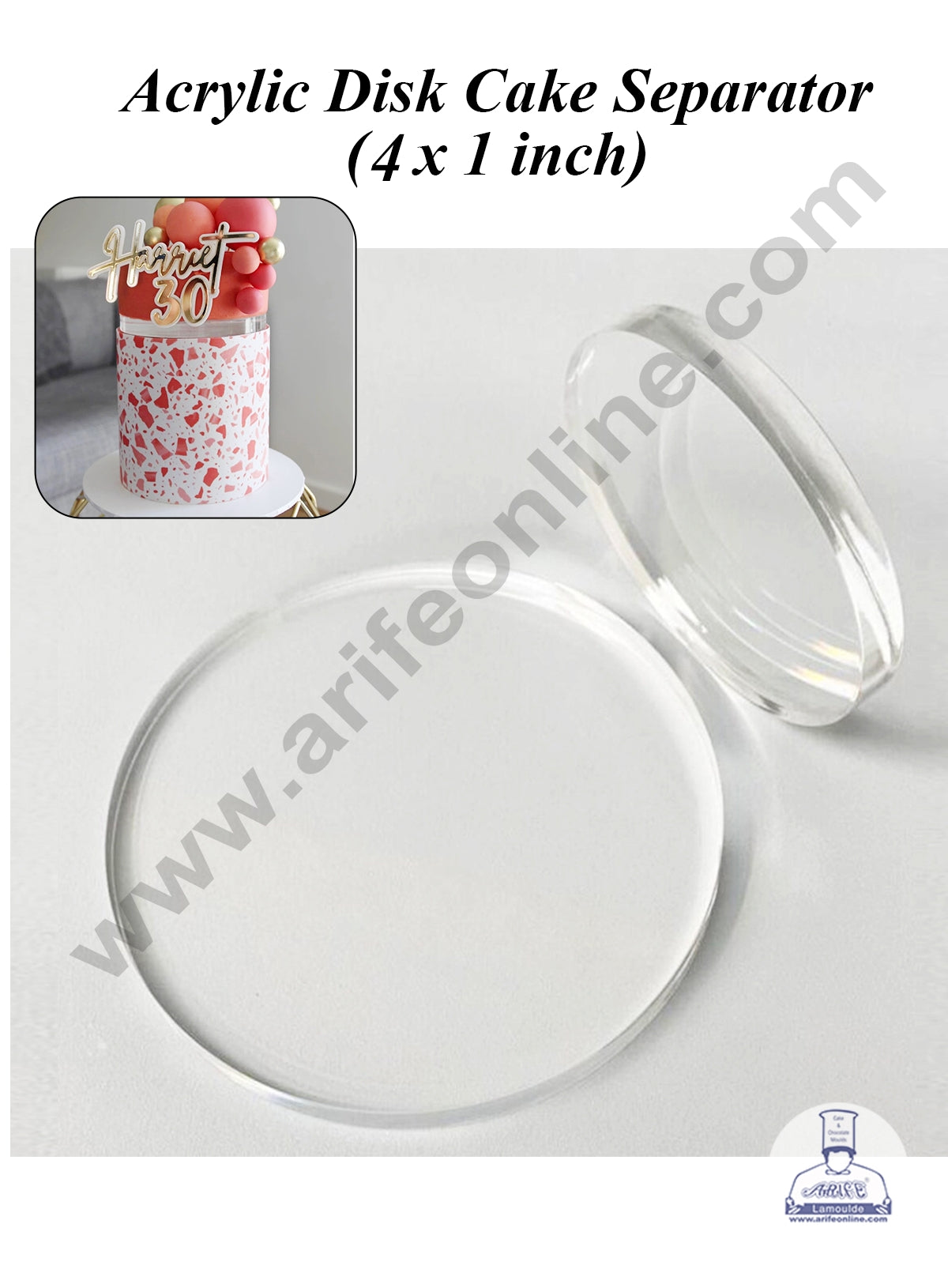 CAKE DECOR™ 4 inch Round Acrylic Disk Cake Spacer | Cake Divider Spacer | Cake Decoration