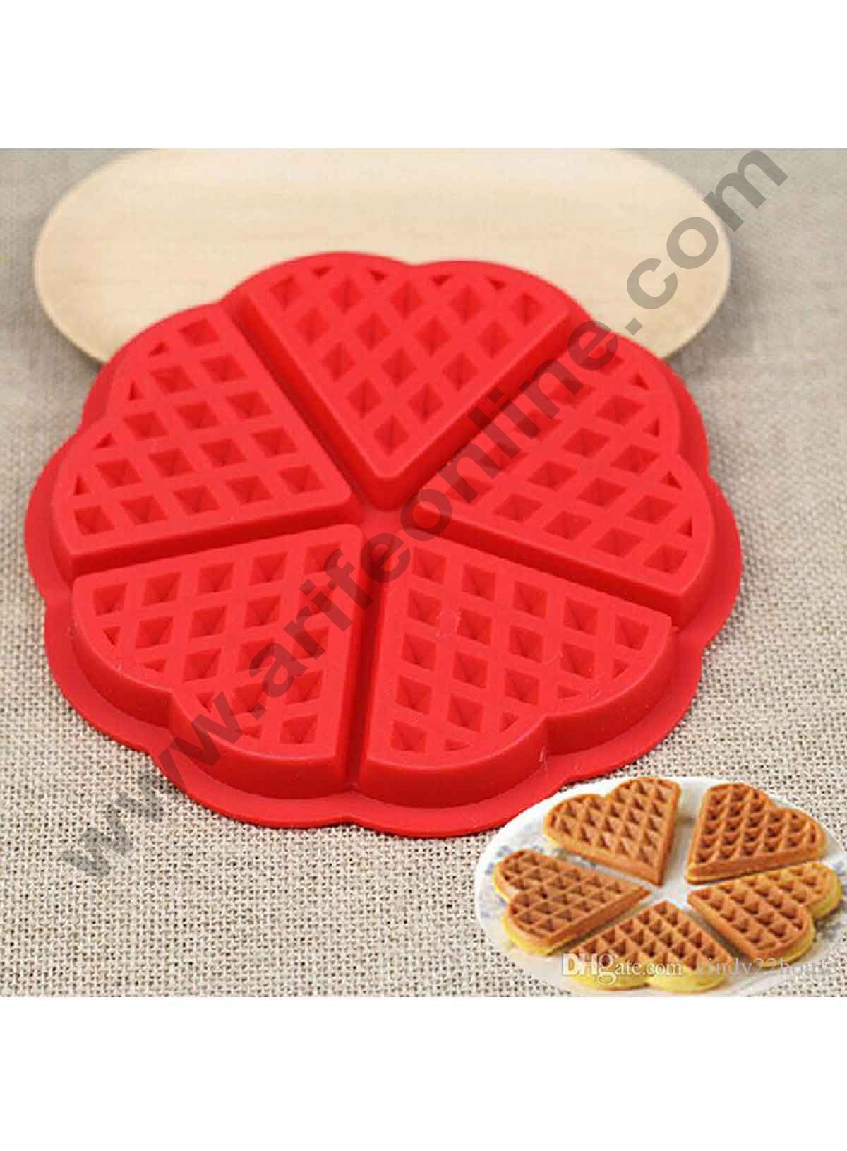 Cake Decor 5 Cavity Heart Waffle Silicon Moulds Muffin Mould