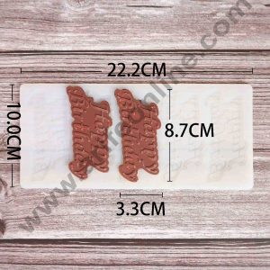 Cake Decor Silicon 5 in 1 Happy Birthday Shape Chocolate Garnishing Mould Cake Insert Decoration Mould